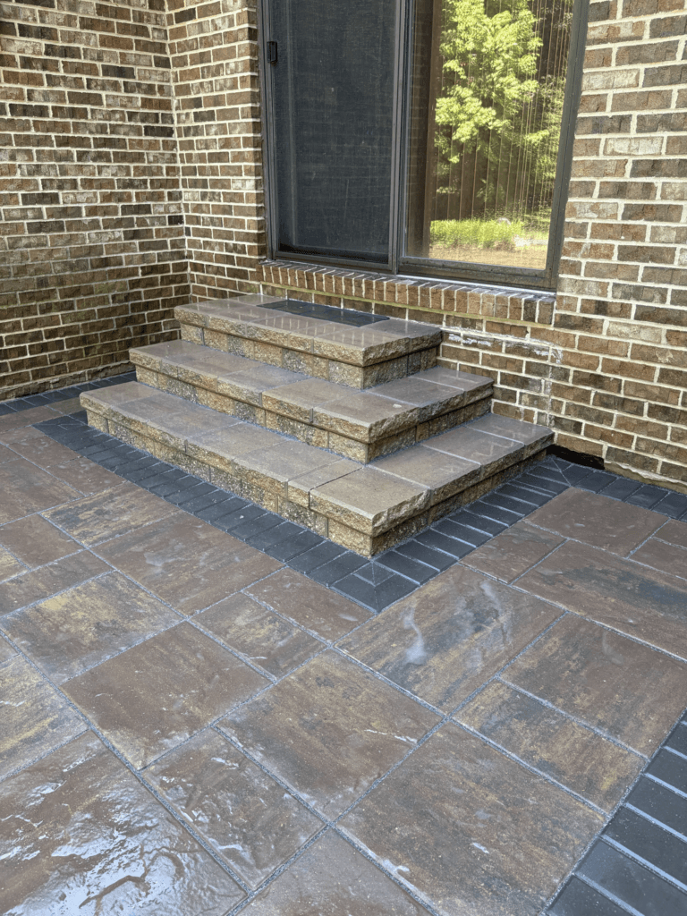 New paver steps and patio built by Everridge